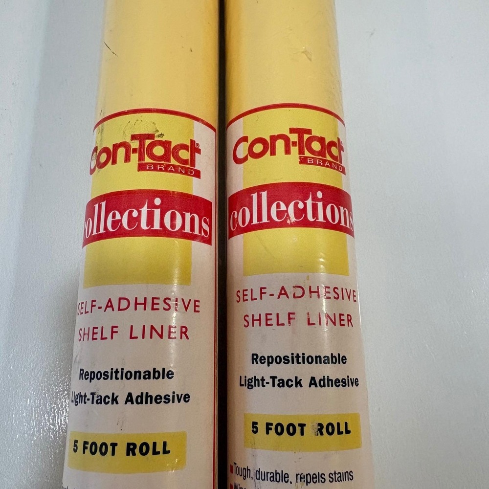 2pk Vintage Con-Tact Brand Shelf Liner Buttercreme Yellow 5ft x 20in 1999 Decora